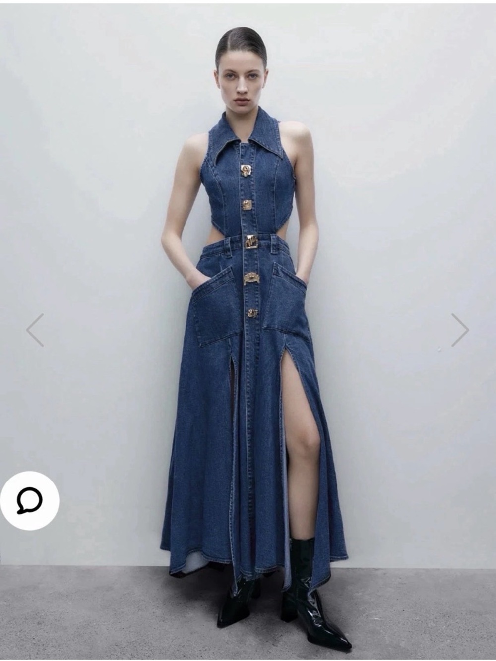 Urban Revivo Cut Out Sleeveless Denim Maxi Dress – New Size M
